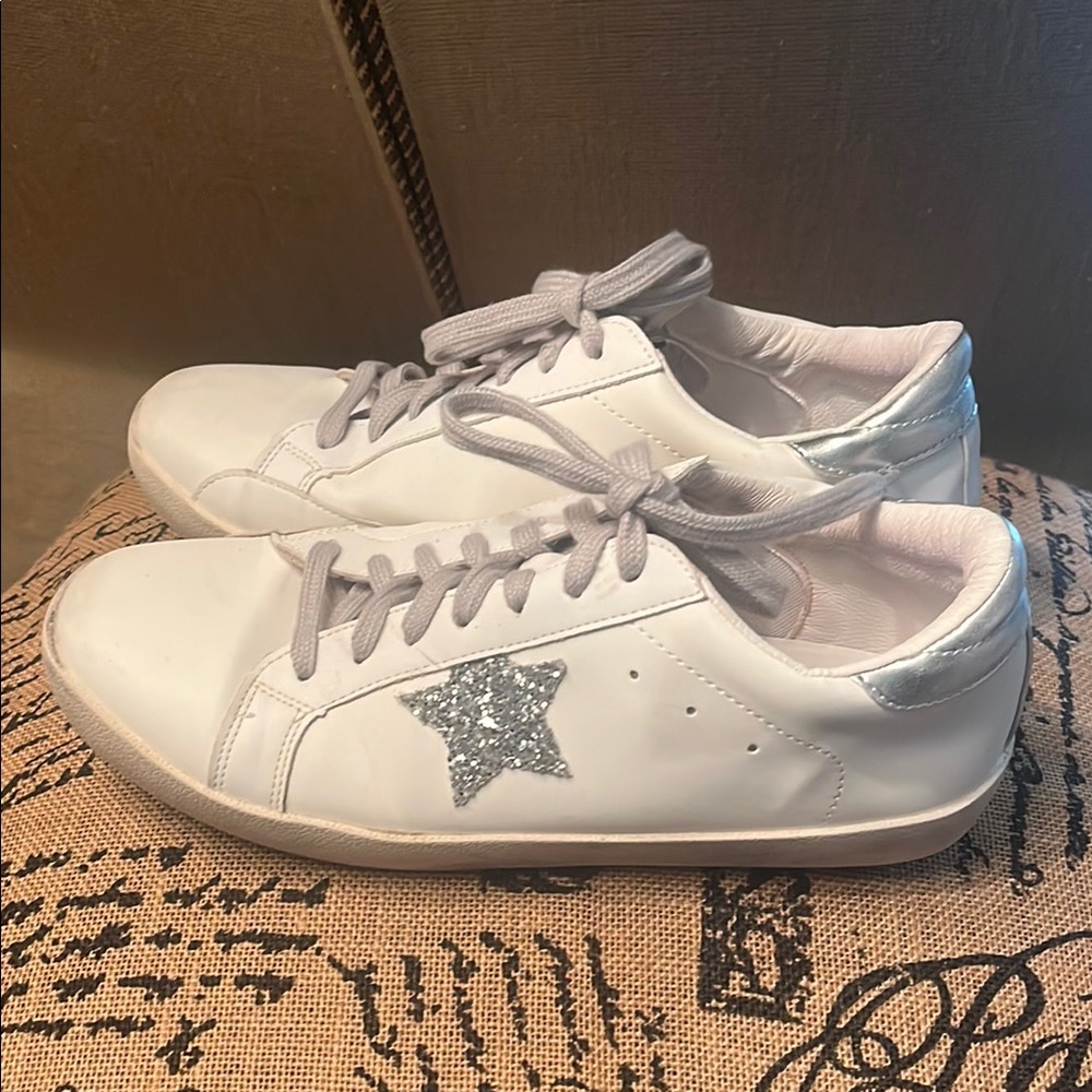 White and Silver Women's Sneakers